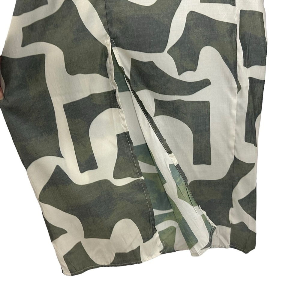 Eloquii Womens Printed Pull On Wide Leg Pant Size 20 Green Slit Hem - Picture 6 of 10